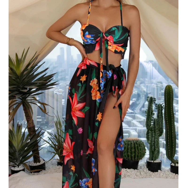 Heidi-Mode | Damen 3 Teile Bequeme Sommermode Set Blumendruck