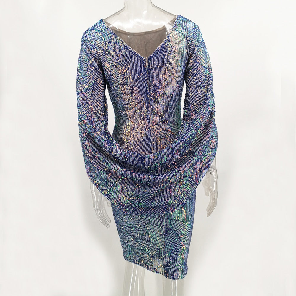Heidi-Mode | Pailletten Cape Ärmel Mini Kleid