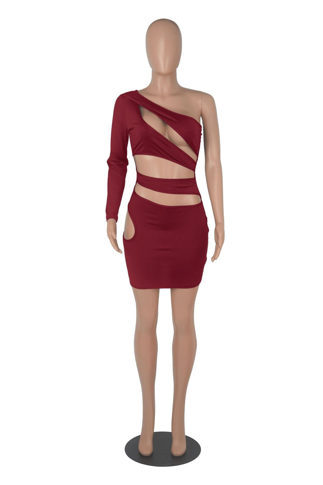Heidi-Mode | Spiral Hollow Eine Schulter Mini Kleider