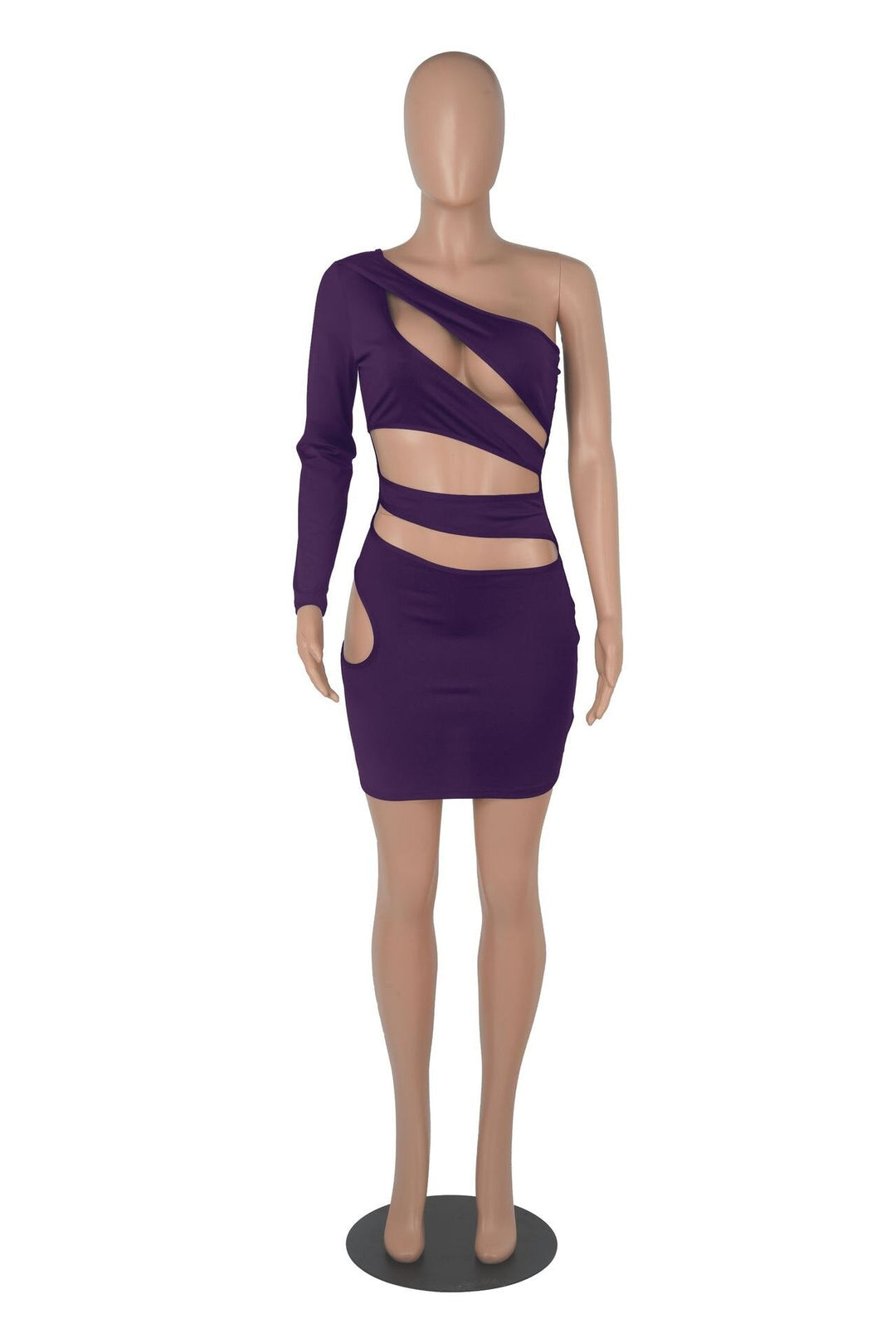Heidi-Mode | Spiral Hollow Eine Schulter Mini Kleider