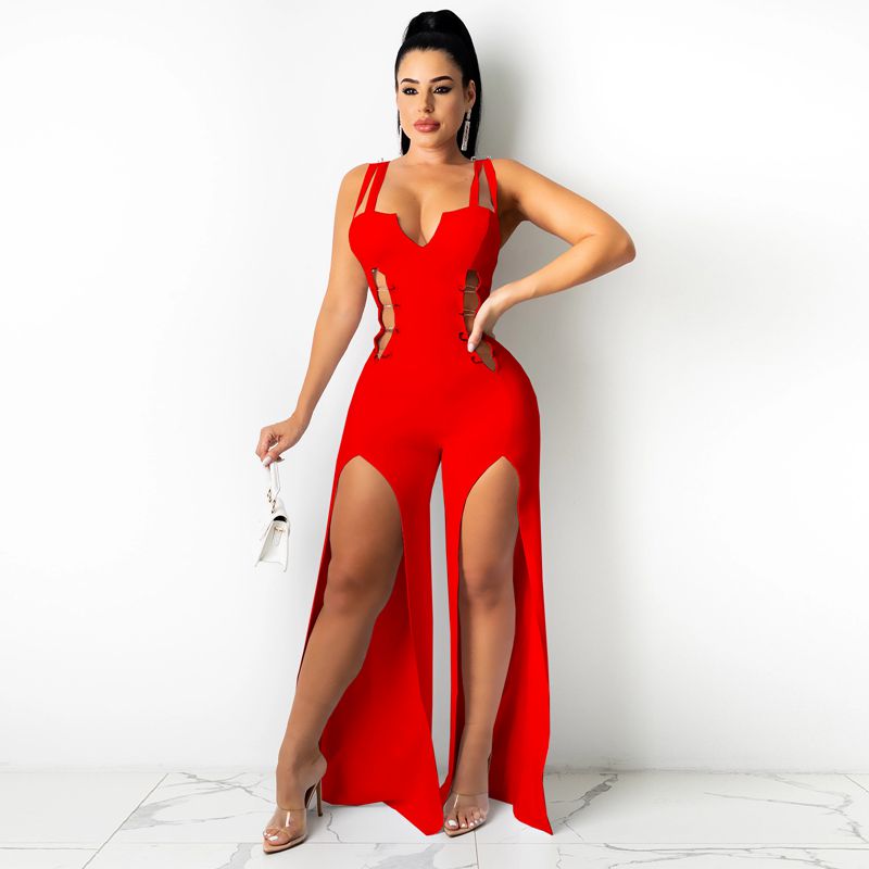 Heidi-Mode | Tube Sling Hohe Spalt Bein Jumpsuits