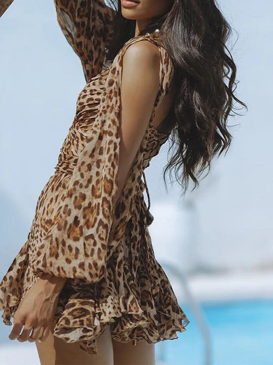 elegante chiffon jurk met open schouders