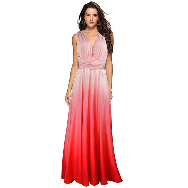 Heidi-Mode | Mehrweg Wickel Umwandlungs Boho Maxi Lange Kleider - multi Stile/farben