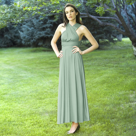 Heidi-Mode | Mehrweg Wickel Umwandlungs Boho Maxi Lange Kleider - multi Stile/farben