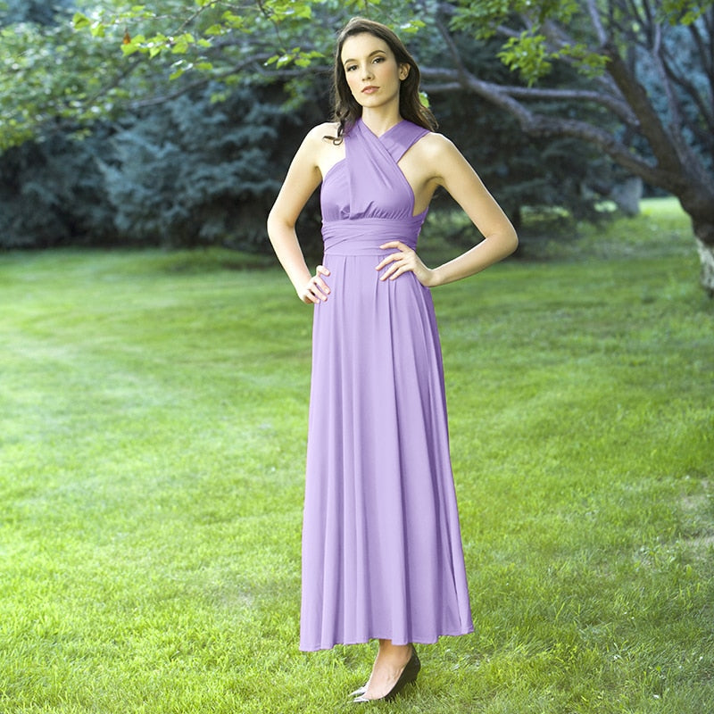 Heidi-Mode | Mehrweg Wickel Umwandlungs Boho Maxi Lange Kleider - multi Stile/farben