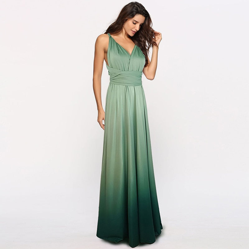 Heidi-Mode | Mehrweg Wickel Umwandlungs Boho Maxi Lange Kleider - multi Stile/farben