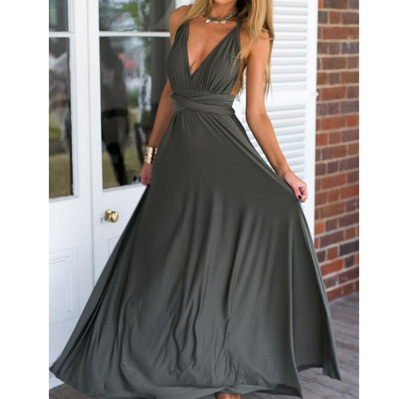 Heidi-Mode | Mehrweg Wickel Umwandlungs Boho Maxi Kleider - mehrere Farben