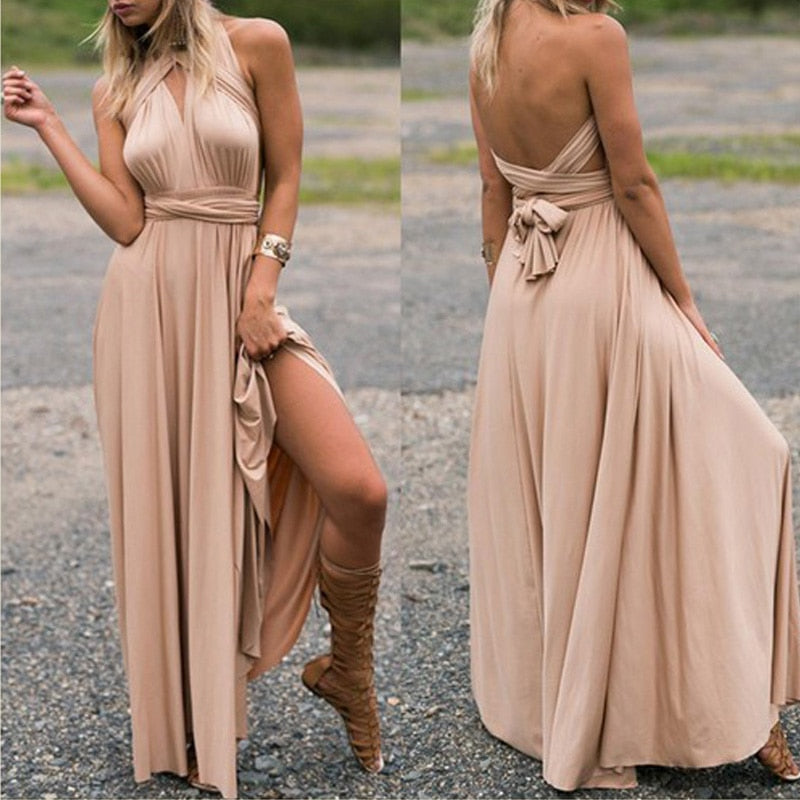 Heidi-Mode | Mehrweg Wickel Umwandlungs Boho Maxi Kleider - mehrere Farben
