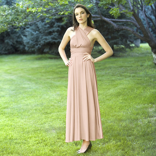 Heidi-Mode | Mehrweg Wickel Umwandlungs Boho Maxi Lange Kleider - multi Stile/farben