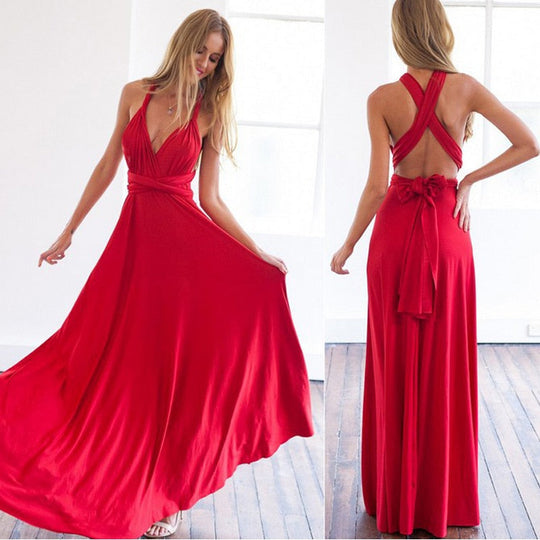 Heidi-Mode | Mehrweg Wickel Umwandlungs Boho Maxi Kleider - mehrere Farben