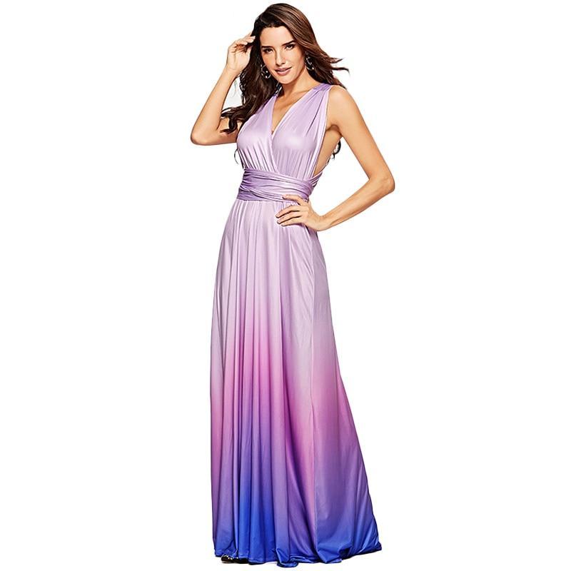 Heidi-Mode | Mehrweg Wickel Umwandlungs Boho Maxi Lange Kleider - multi Stile/farben
