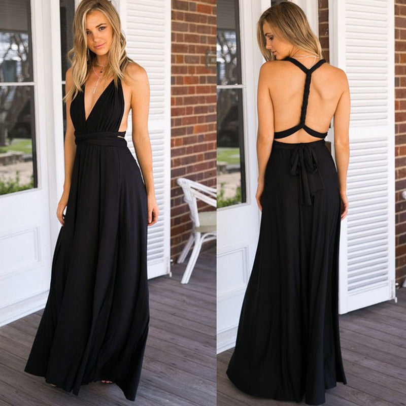 Heidi-Mode | Mehrweg Wickel Umwandlungs Boho Maxi Kleider - mehrere Farben