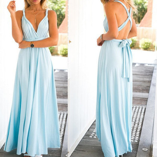 Heidi-Mode | Mehrweg Wickel Umwandlungs Boho Maxi Kleider - mehrere Farben