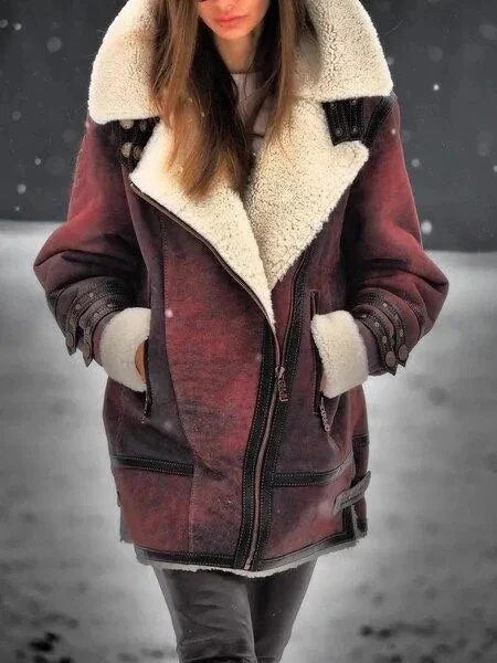Heidi-Mode | Damen Wildleder Sherpa Jacke