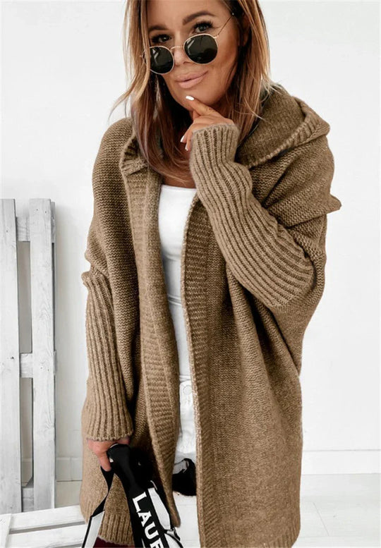 Heidi-Mode | Superweiche Gestrickte Strickjacke mit Taschen und Kapuze für Damen