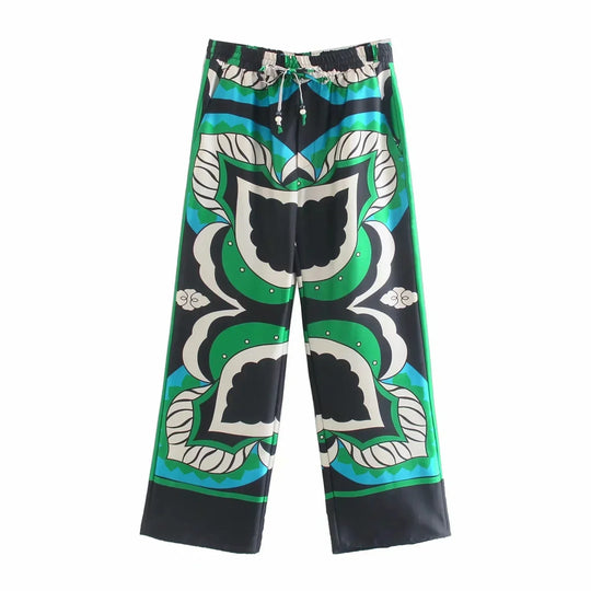Heidi-Mode | Foridol Übergröße Grün Print Boho Frauen Shorts Set Shirts Shorts Hosen Drei Stücke Mode Set Passende Set Sommer