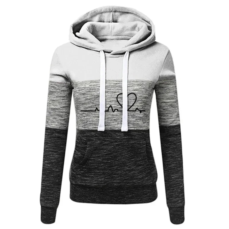 Heidi-Mode | Sweat À Capuche Schnitt Slim Mit Herz Und Beat Druck Für Frauen