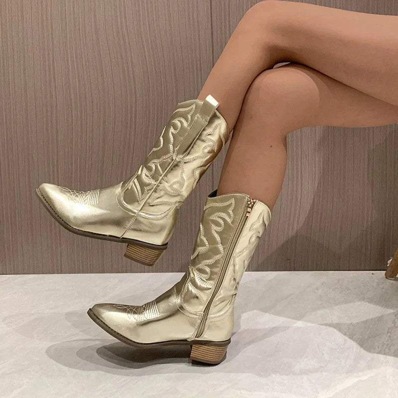 Heidi-Mode | Stilvolle Metallic Chic Stiefel