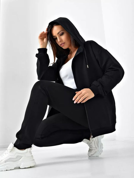 Heidi-Mode | Damen Modischer Zipper Hoodie Warm Und Einfarbig