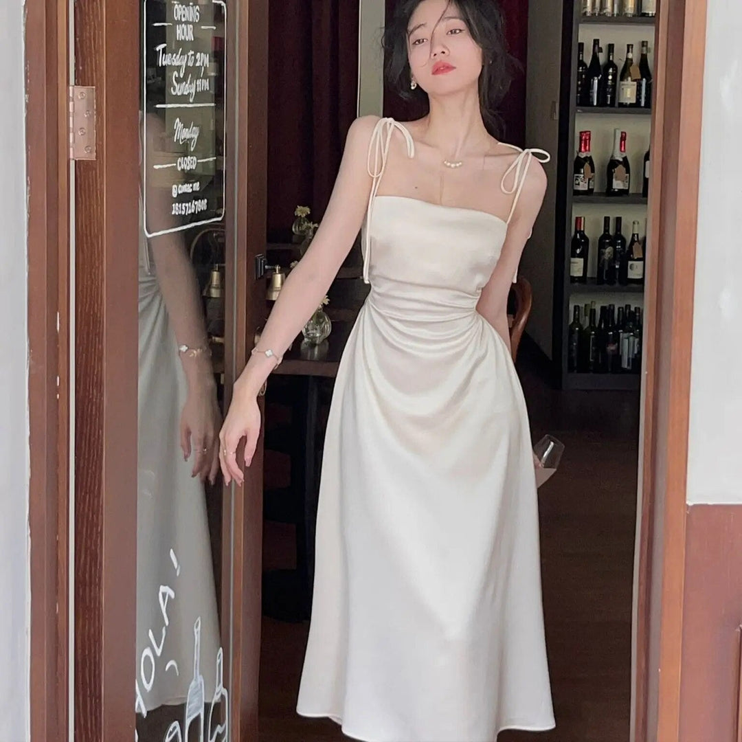 Heidi-Mode | Mittlere Länge Kleider Satin für Frauen