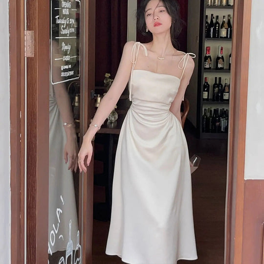 Heidi-Mode | Mittlere Länge Kleider Satin für Frauen