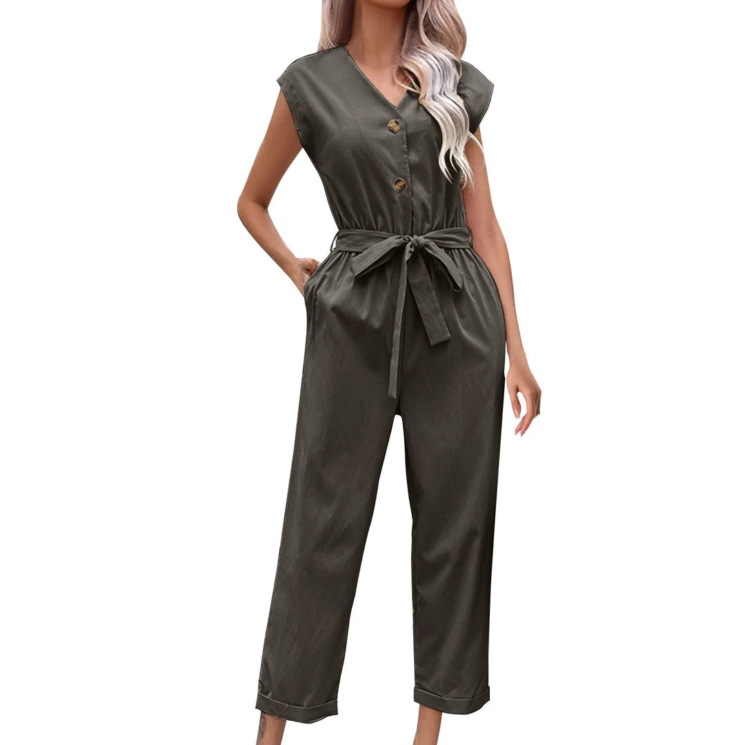 Stilvoller Jumpsuit mit kurzen Ärmeln und verkürzter Hose