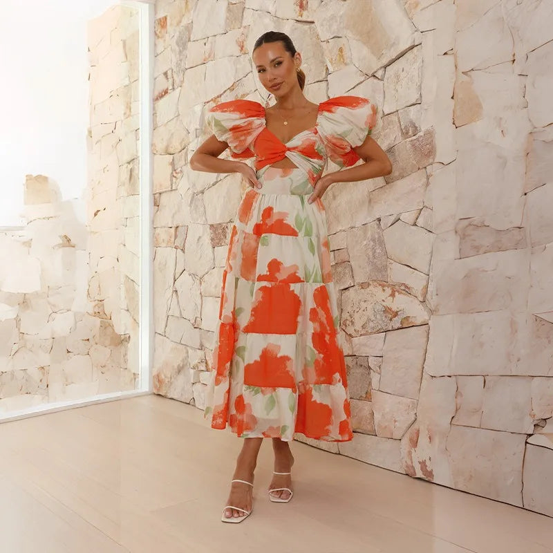 Heidi-Mode | Puffärmel Off Shoulder Maxi Kleider