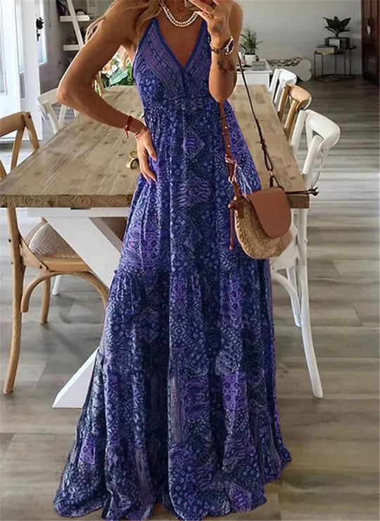 Heidi | Boho-Print Schlupf-Maxikleid