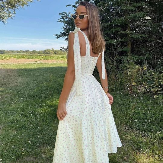 Midi Sommerkleid mit Gänseblümchendruck