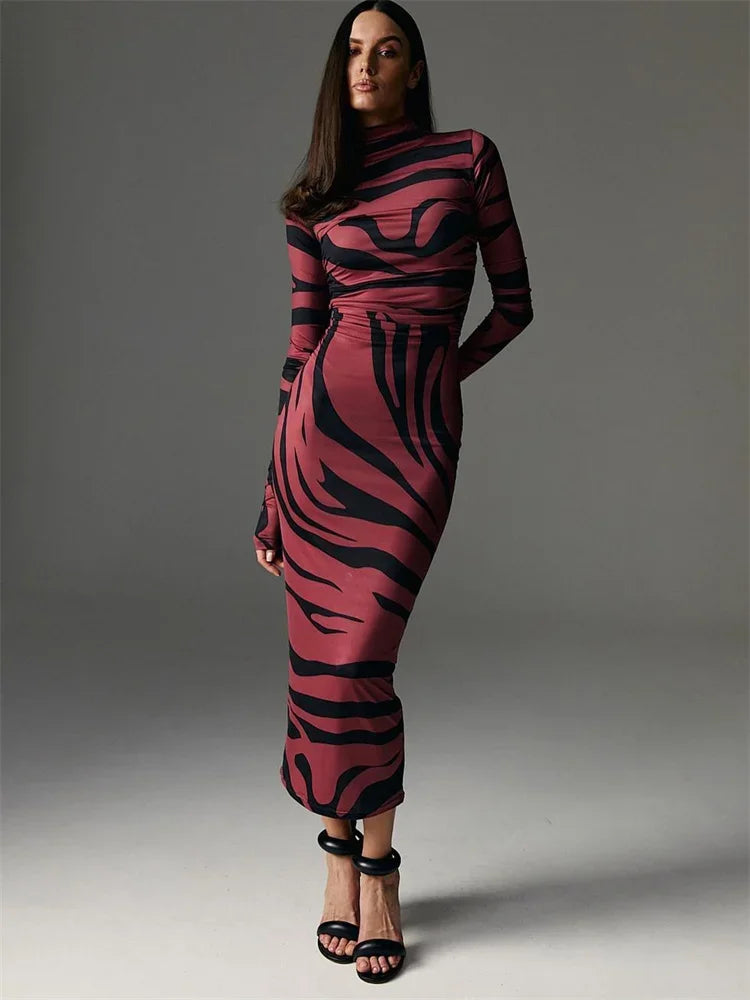 Sexy Leopard-Maxikleid mit hohem Bund