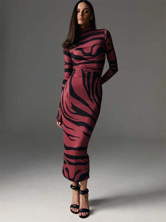 Sexy Leopard-Maxikleid mit hohem Bund