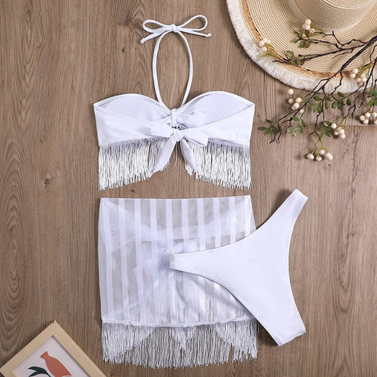 Heidi-Mode | Sarong Fransen Tassel Bikini Satzs & Minirock