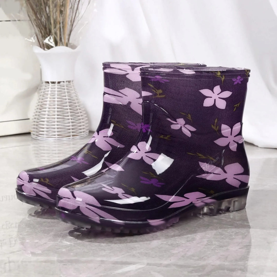 Heidi-Mode | Gummistiefel Wasserdicht mittelhoch Bedruckt Slip on Grip Sohle