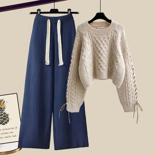 Heidi-Mode | Zweiteiliges Set für Frauen mit Pulli und Weitem, Bequemen und Warmen Hosen