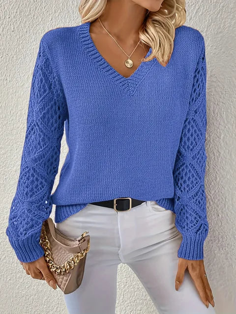 HeidiMode | Solid V-Ausschnitt Strickpullover