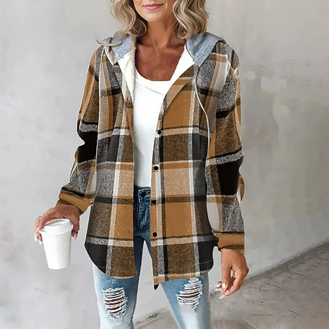 Heidi-Mode | Damen Karo Button-Up Jacke