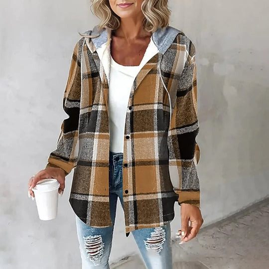 Heidi-Mode | Damen Karo Button-Up Jacke