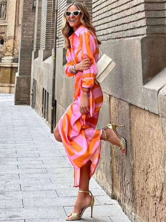 Heidi-Mode | Schickes Sommerkleid Orange Rosa