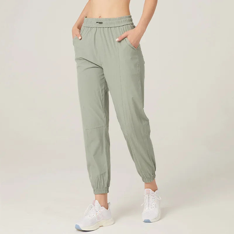 Heidi-Mode | Stoff Schnürsenkel Lauf Sport Joggers Frauen Schnell Trocknend Athletic Fitness Trainings Sweatpants mit Zwei Taschen Bewegung Hosen
