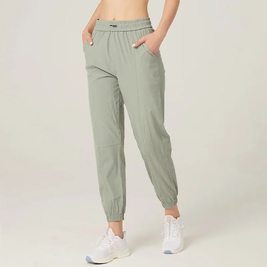 Heidi-Mode | Stoff Schnürsenkel Lauf Sport Joggers Frauen Schnell Trocknend Athletic Fitness Trainings Sweatpants mit Zwei Taschen Bewegung Hosen
