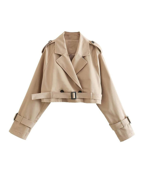 Kurze Trenchcoat beige