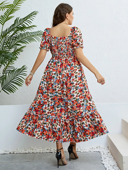 Kleid | Kleid mit Blumendruck in Übergröße