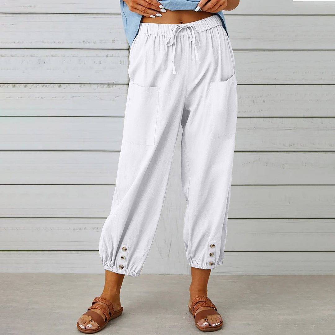 Heidi-Mode | Hosen Damen Leinen Capri Hosen für Entspannten Komfort Lockeren Stil