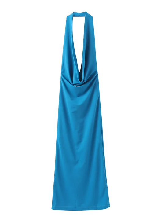 Heidi-Mode | Halter Offene V-Rückenlose Maxi Kleider