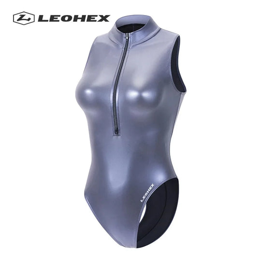 Heidi-Mode | Sexy Matt Schwarz Leotards Ärmelloser Bodysuit Hochgeschnitten Einteilig Badebekleidung Frauen Badeanzüge Japanische Badesachen