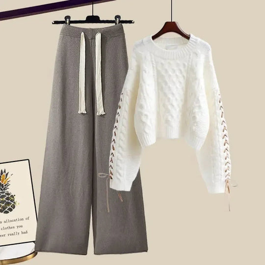 Heidi-Mode | Zweiteiliges Set für Frauen mit Pulli und Weitem, Bequemen und Warmen Hosen