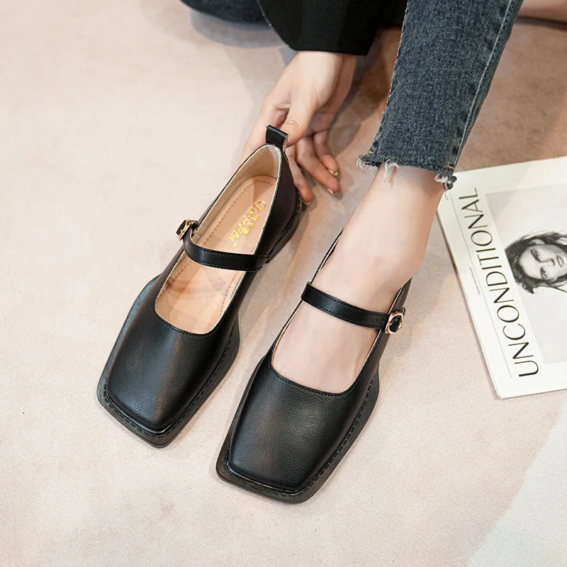 Heidi-Mode | Frühling und Herbst Damen Leder Schuhe Frauen Lässige Schuhe Mode Flache Loafers Britischer Stil Büro und Bankett