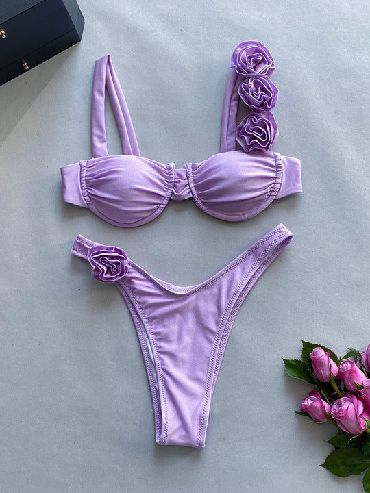 Heidi-Mode | Push Up Bikini Sexy Frauen Bademode Weibliche Bademode Sexy Bikini Set Brasilianisch Biquini Blumen Badeanzug Bandage Strandbekleidung