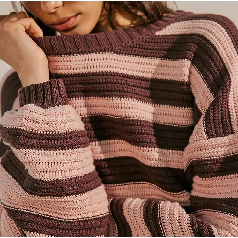 Heidi-Mode | Pullover Mit Bedruckten Streifen Und Langen Ärmeln