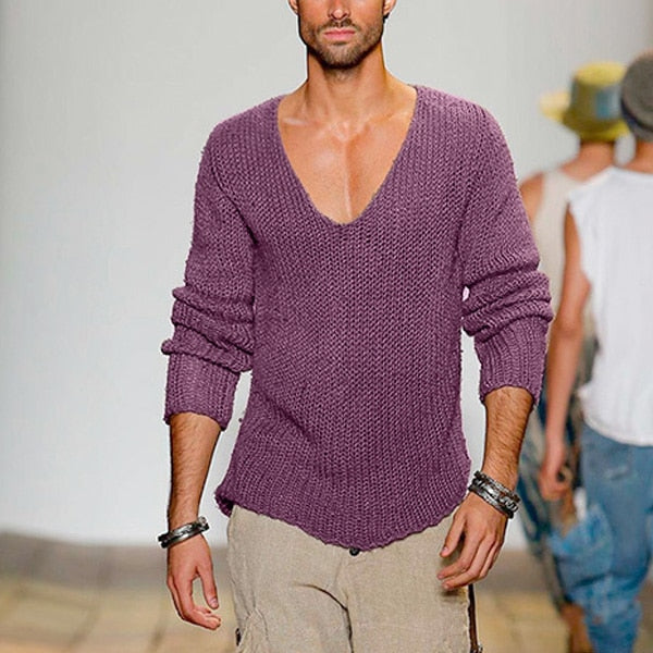 Heidi-Mode | Niedriges V-Ausschnitt Strickpullover